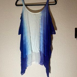 Boston Proper Dip Dye Mixed Media DEEP OCEAN MULTI Shirt Size Medium